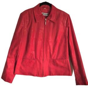Vintage Red Faux Leather Blazer Jacket